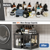 POUGNY Under Sink Organizer 2-Pack – Heavy Duty Pull-Out Cabinet Storage with Anti-Slip Base, Black PRO