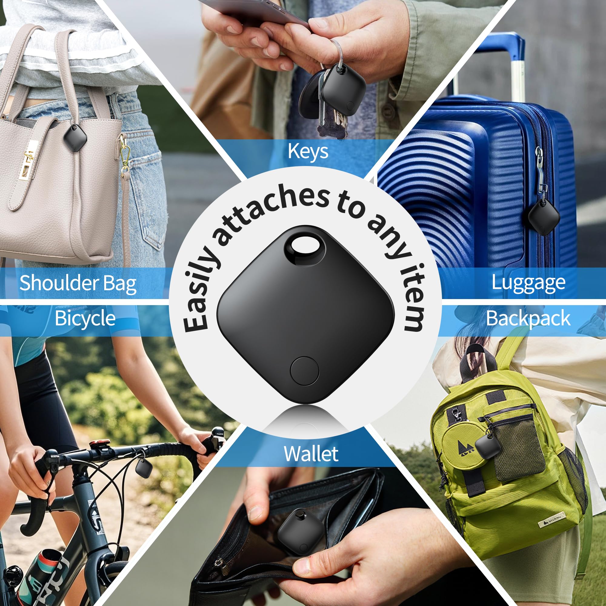 Android Find Hub Tracker Tag 4 Pack, Bluetooth Smart Item Locator with IP67 Waterproof and Replaceable Battery