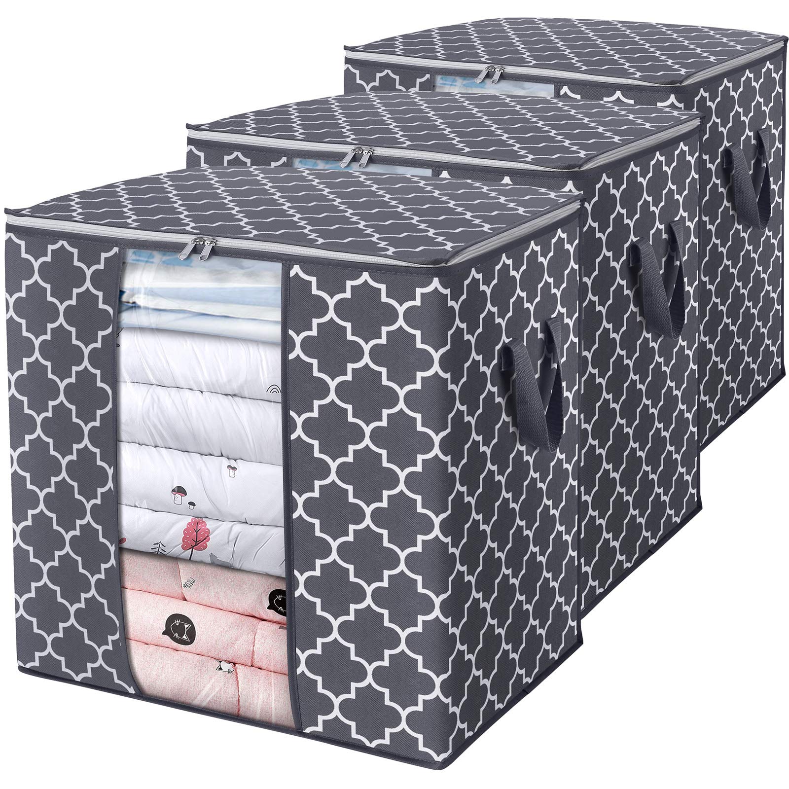 Large Capacity Clothes Storage Bag (100L) – Breathable Fabric Organizer with Clear Window & Reinforced Handles