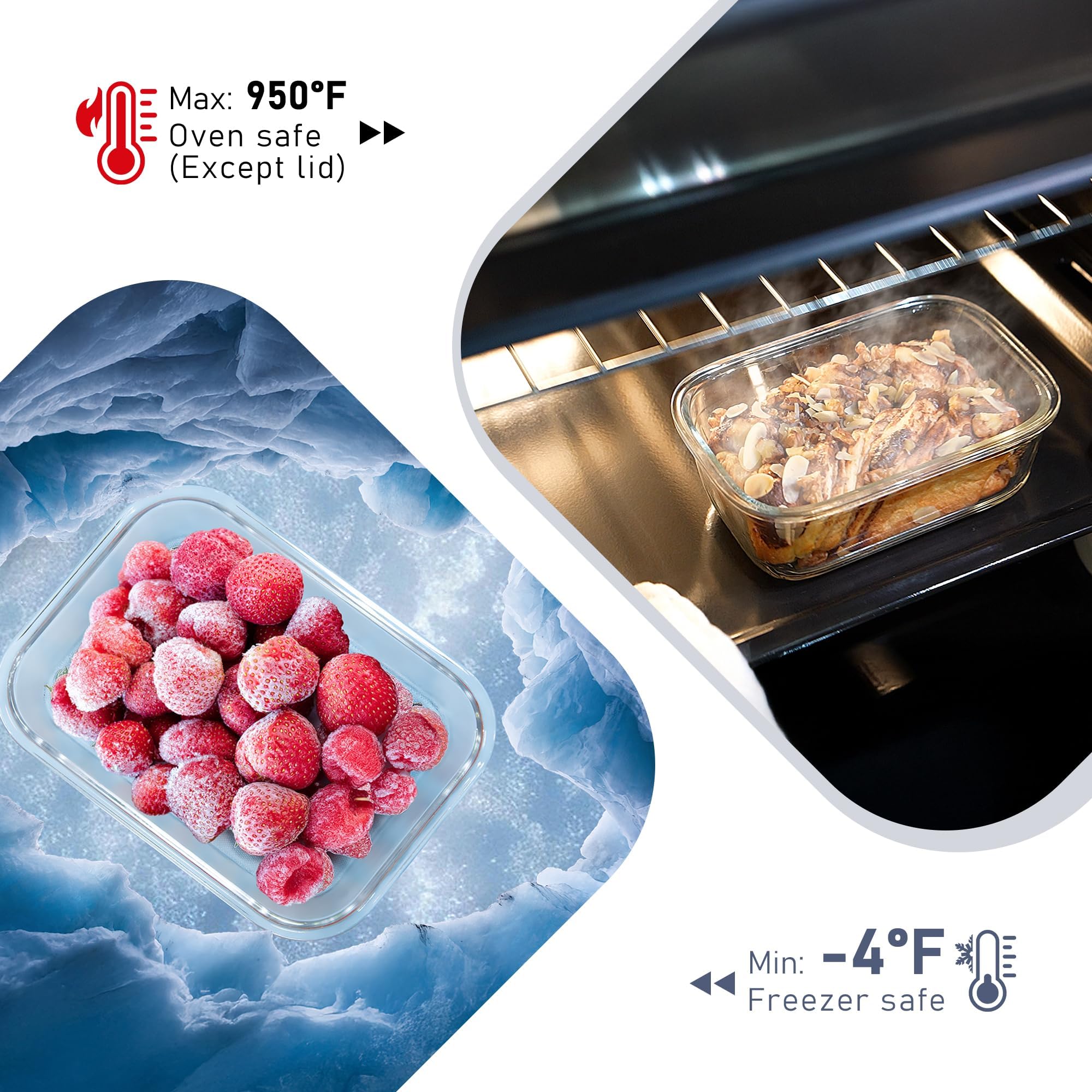 Premium 10-Piece Borosilicate Glass Food Storage Containers Set with Airtight Tempered Lids | Leak-Proof, Oven-Safe & BPA-Free