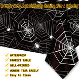 Halloween Party Supplies Set – 89 Pcs Black Spider Web Plates, Cups, Napkins & Tablecloth for Spooky Celebrations