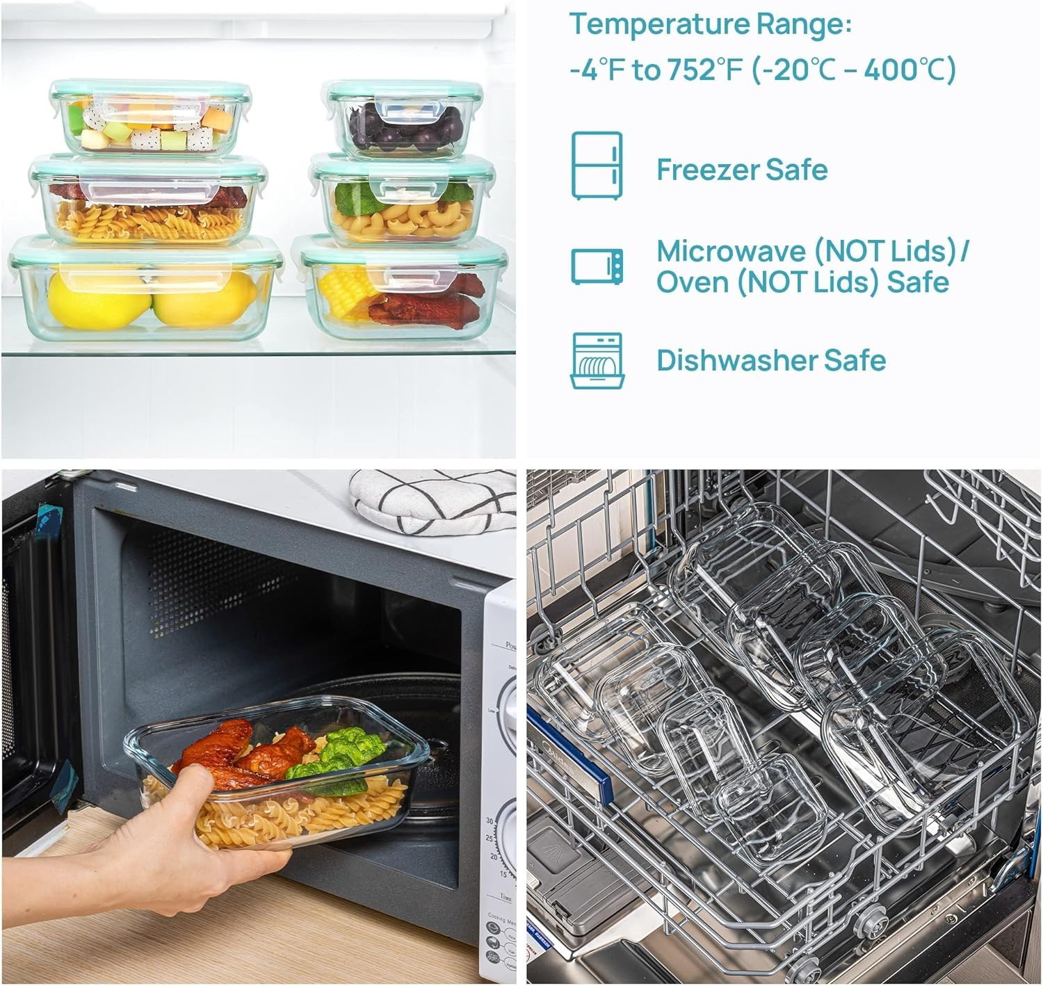 8-Piece Airtight Glass Food Storage Container Set with Leakproof Lids – Stackable Meal Prep & Kitchen Organization Solution (Green)