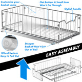 Pull-Out Cabinet Sliding Basket Organizer with Divider – Chrome Finish for Deep Cabinets