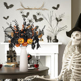 Halloween Artificial Maple Leaf & Pumpkin Floral Stems – 10Pcs Black & Orange Table Vase Decorations (19.5”)