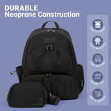 Alira Women’s Lunch Backpack with Insulated Cooler & Belt Bag – Premium Black Neoprene Work, Travel & Laptop Backpack (Fits 17”)