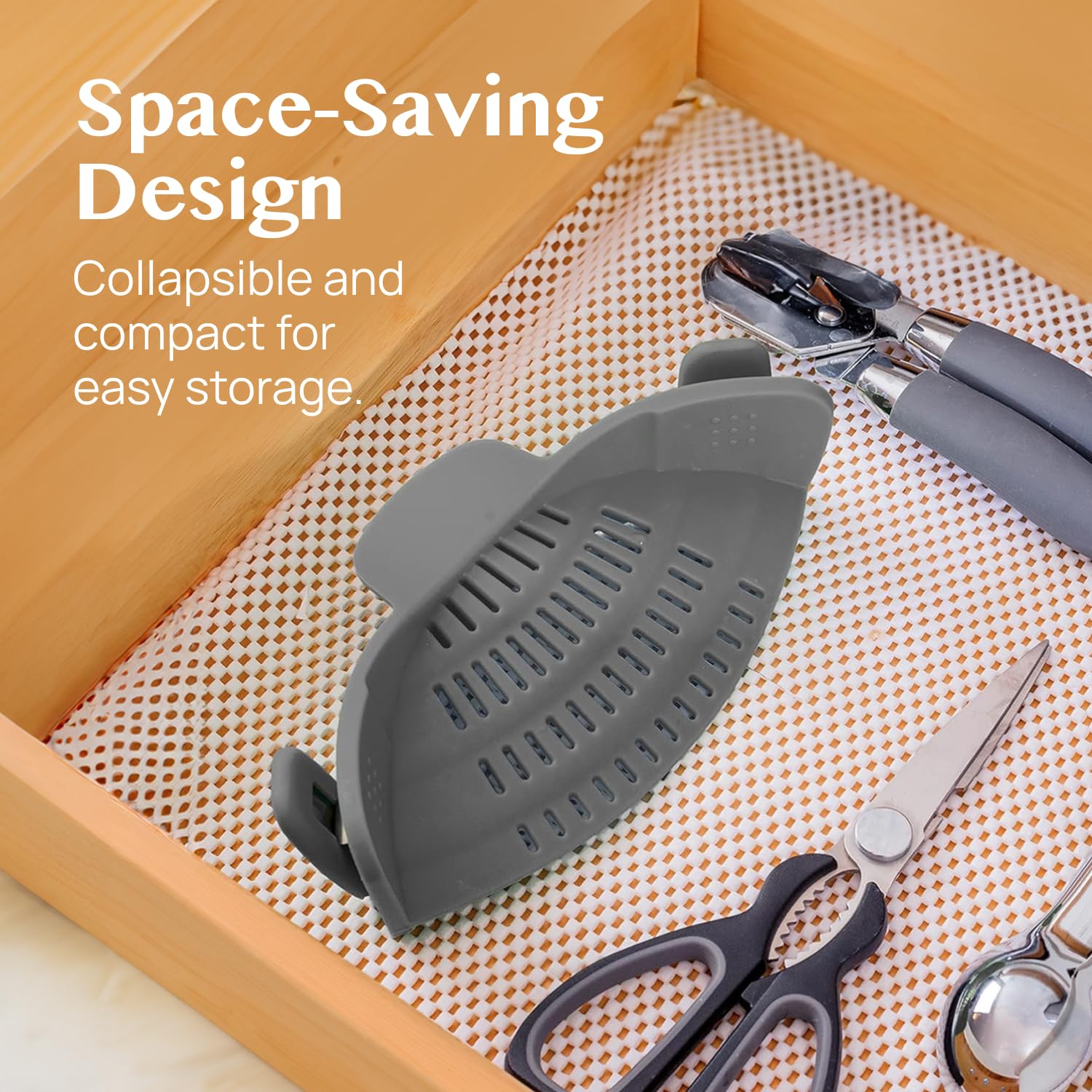 Clip-On Silicone Pot Strainer – Hands-Free Collapsible Kitchen Colander