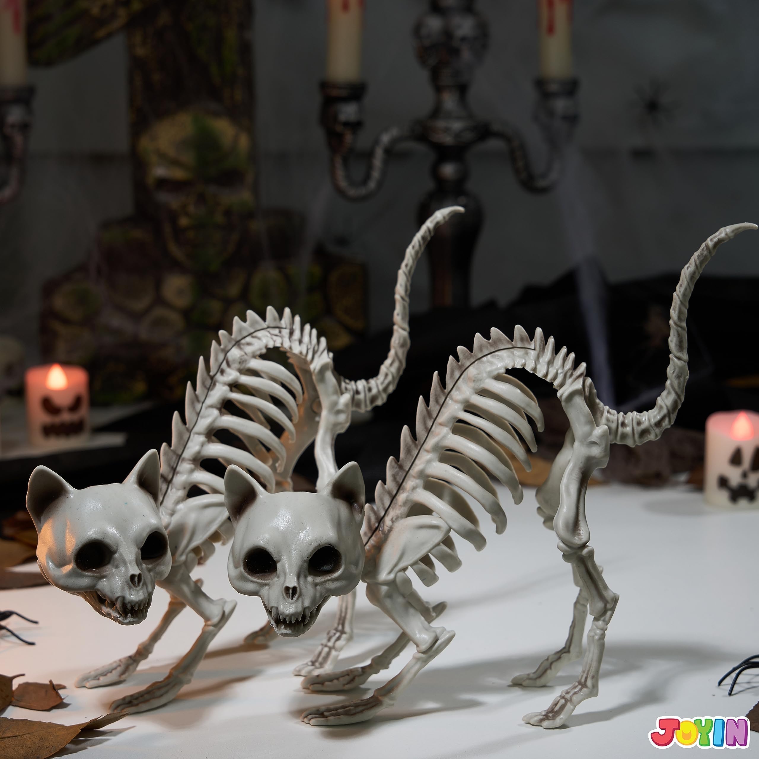 2PCS Halloween Skeleton Cats – Realistic Weatherproof Outdoor Decorations for Yard, Lawn & Patio