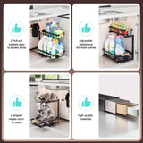 ADBIU Black Adjustable Under Sink Organizer – 2-Tier Pull-Out Cabinet Storage with Expandable Height (2 Pack)