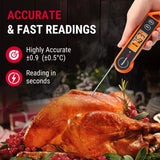 Instant Read Digital Meat Thermometer – Auto-Rotating Backlit Display, Waterproof & Ultra-Fast Probe