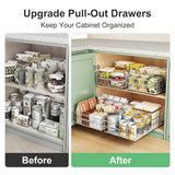 Stainless Steel Pull-Out Cabinet Organizer – Silent Full-Extension Slide-Out Drawers (2-Pack)