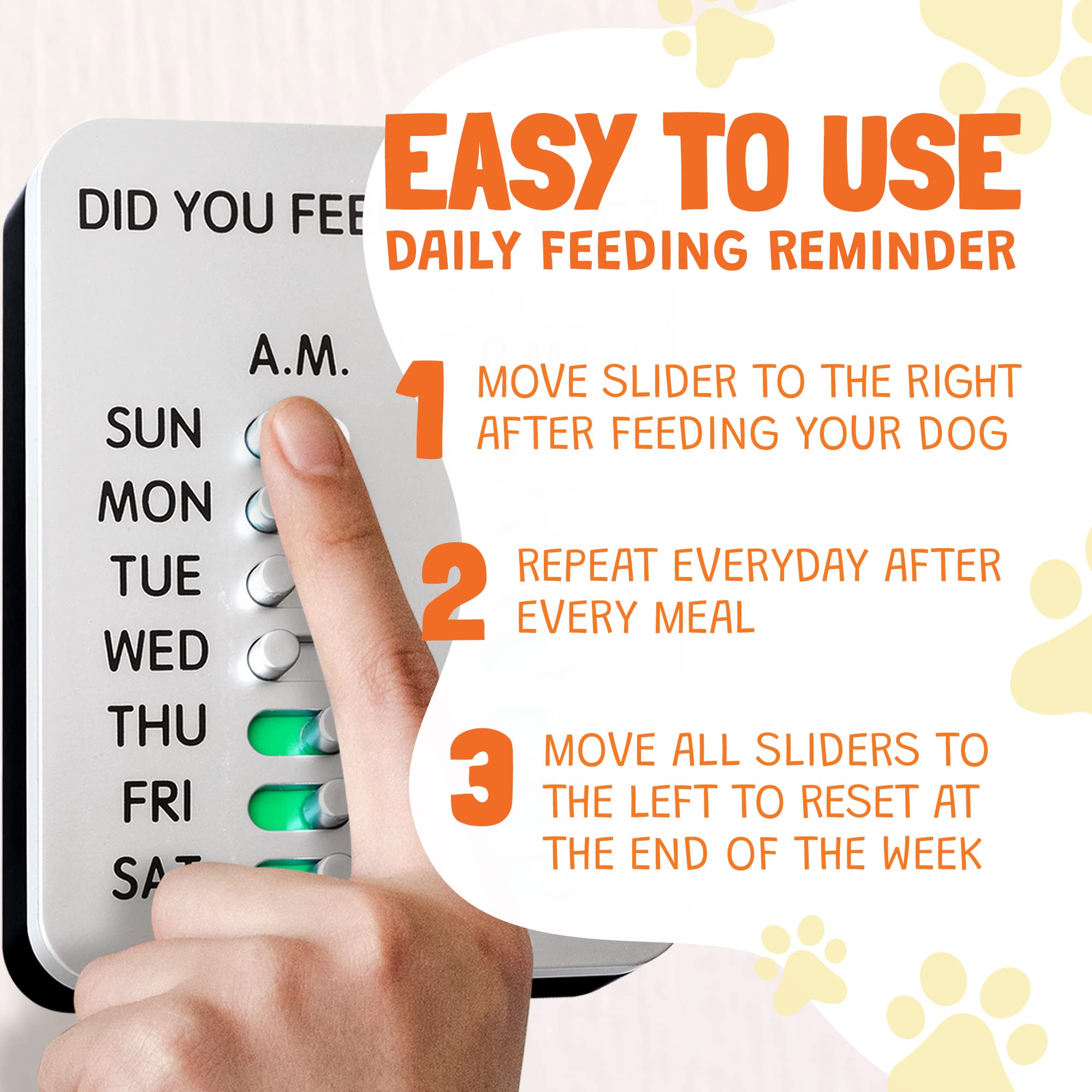 Pet Feeding Reminder Tracker with Visual Slider Indicator – Wall Mountable Dog & Cat Feeding Schedule Monitor (Silver Edition)