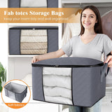 Fab Totes Fabric Storage Bags (6-Pack) – Foldable Closet Organizers with Reinforced Handles & Clear Window (Grey)