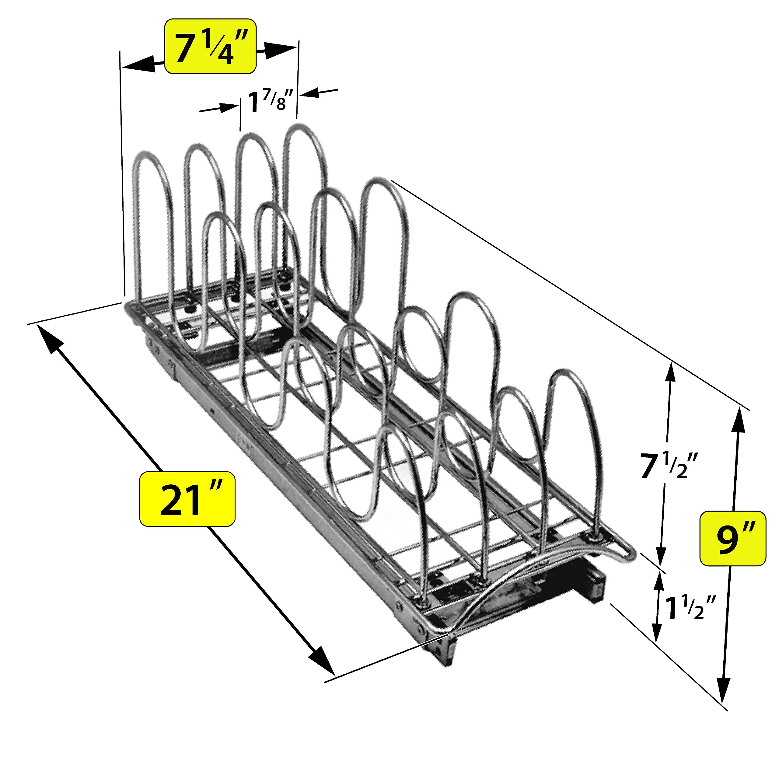 Lynk Professional Pull-Out Pot Lid & Cookie Sheet Organizer – Slim Sliding Rack for Cabinets