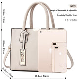 CHICAROUSAL PU Leather Tote & Crossbody Bag for Women – Top Handle Satchel with Multi-Pocket Design (Liz Cream Grey)
