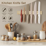 7-Piece Kitchen Knife Set with Blade Guards – Chef, Santoku, Bread & Utility Knives