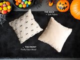 Set of 2 Beige Faux Fur Halloween Pillow Covers – 18x18 Inch Plush Decorative Cushion Cases with Hidden Zipper