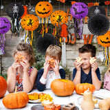 Halloween Classic Party Decoration Set – 10-Piece Paper Lantern & Hanging Décor Kit with LED Bulbs (Pumpkin, Skeleton, Bat, Witch & Spider Designs)