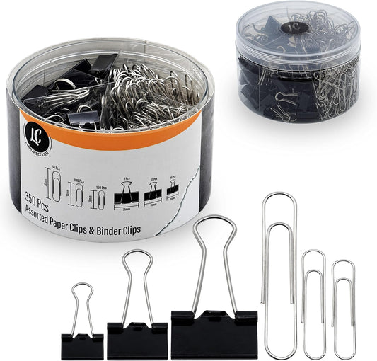 350-Piece Paper Clip and Binder Clip Organizer Set