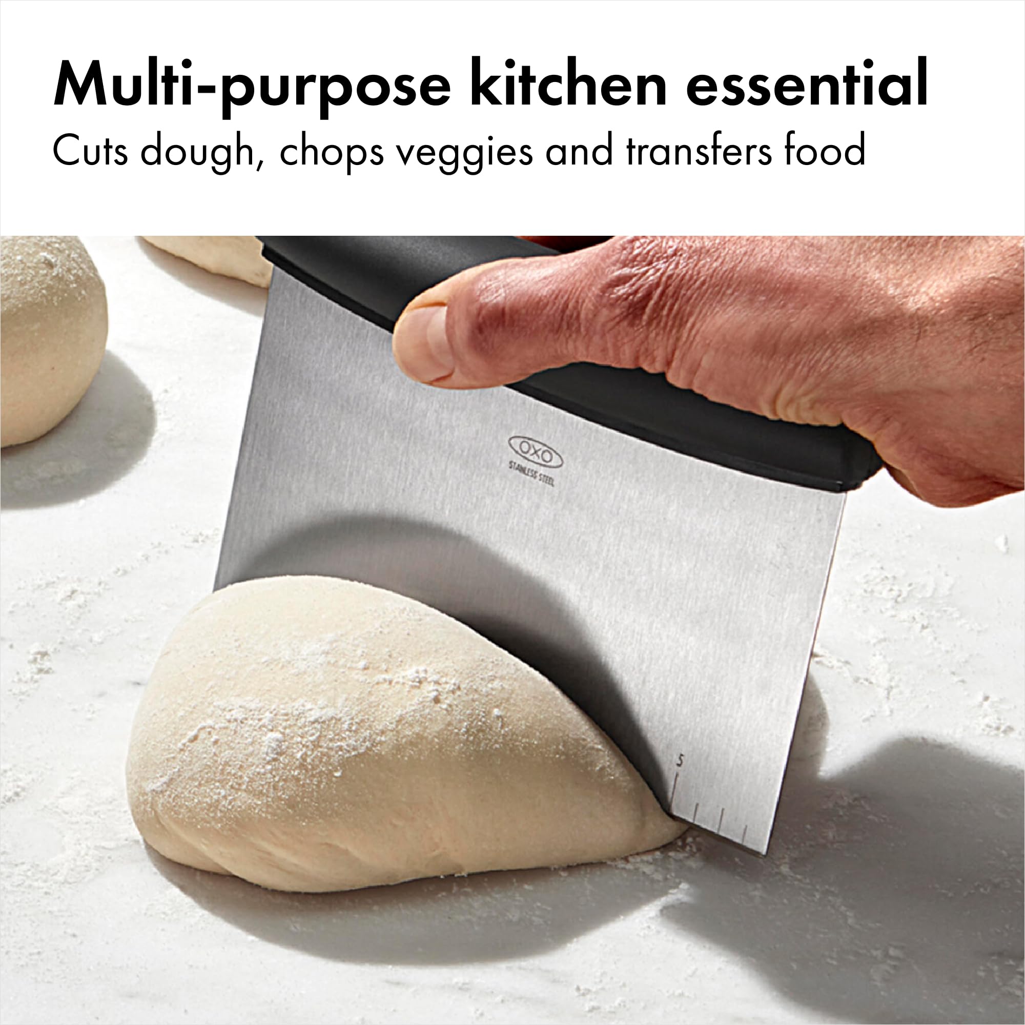 Stainless Steel Dough Scraper & Vegetable Chopper with Measurement Marks