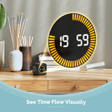 Kadams Visual Pomodoro Timer Cube with LED Ring, 5-10-25-50 Min Presets, Countdown & Stopwatch Mode, Silent Productivity Timer for Work, Study & Kitchen – Black