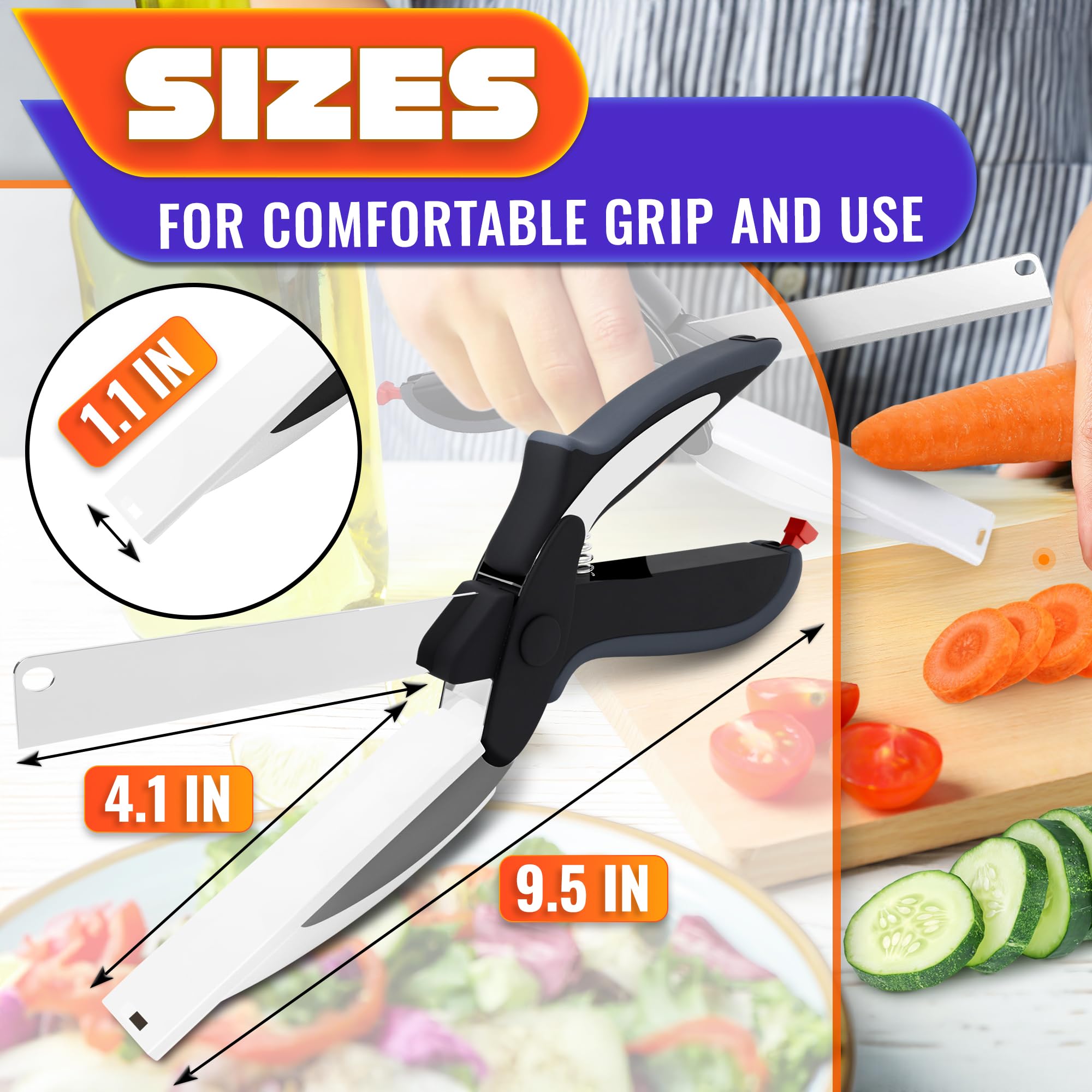 2-in-1 Kitchen Smart Cutter Scissors with Cutting Board – Vegetable & Food Prep Shears