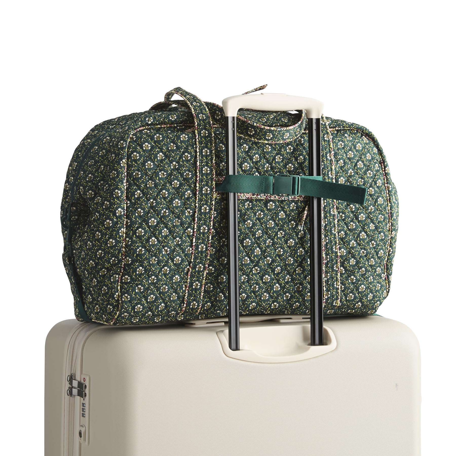 Vera Bradley Premium Cotton Miramar Weekender Travel Bag – Quilted Carry-On with Laptop Pocket & Trolley Sleeve (Mistletoe Lattice)
