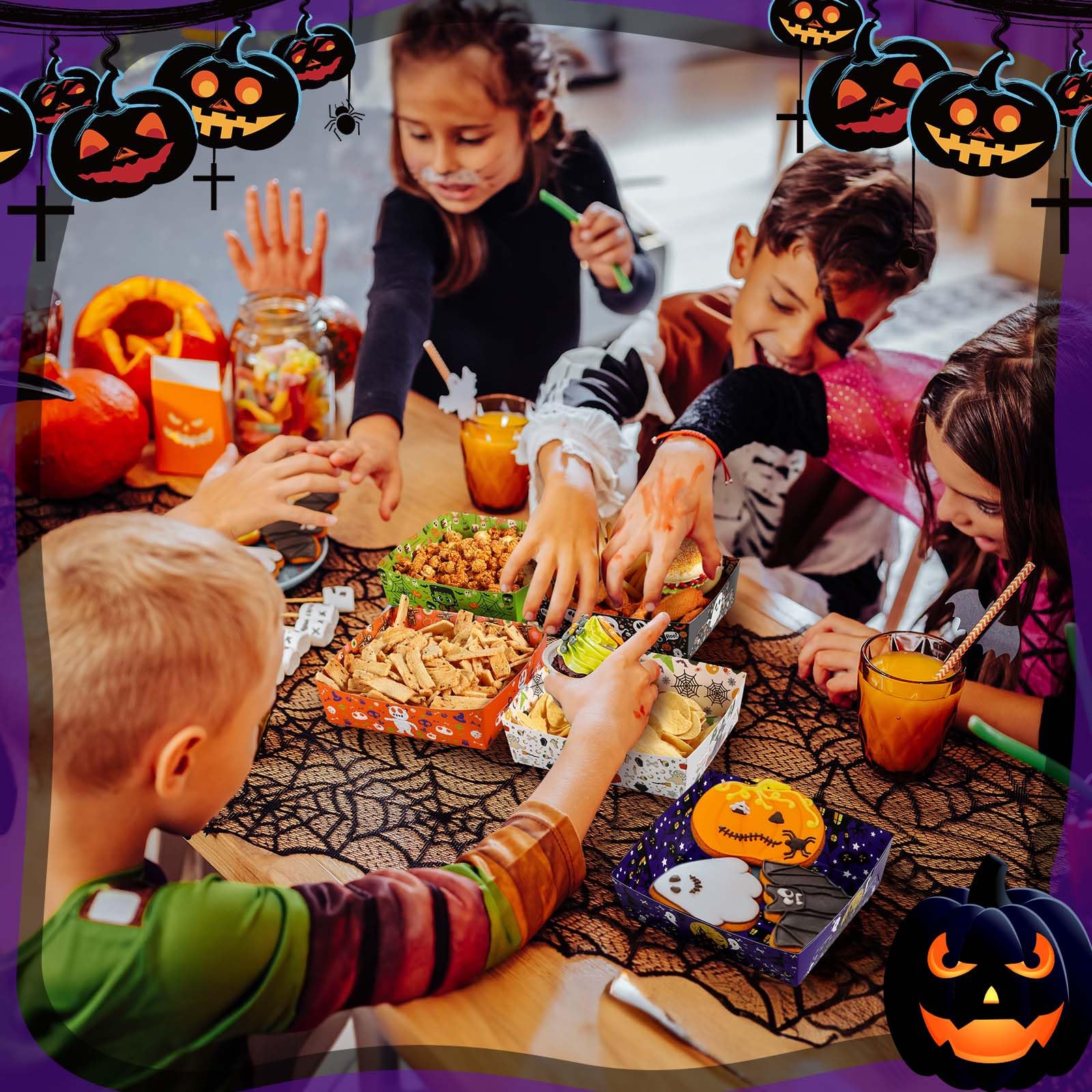 25-Pack Halloween Paper Bowls – Disposable Snack & Treat Holders (Pumpkin, Ghost & Skeleton Designs)