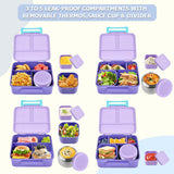 Kids 5-Compartment Bento Lunch Set with 8 oz Food Jar, 17 oz Insulated Bottle and Lunch Bag