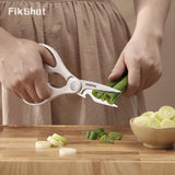 6-Piece Stainless Steel Knife Block Set with Built-In Sharpener – NSF Certified (White)