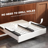Expandable Pull-Out Cabinet Organizer – Adjustable Width & Depth Slide-Out Drawer with Raising Pads (White, 2-Pack)
