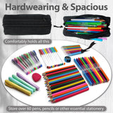Black Large-Capacity Double-Zip Pencil Case