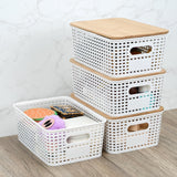 Stackable Storage Bins with Vented Lids – 5.1 Qt BPA-Free Organizer Set (6-Pack, Natural)