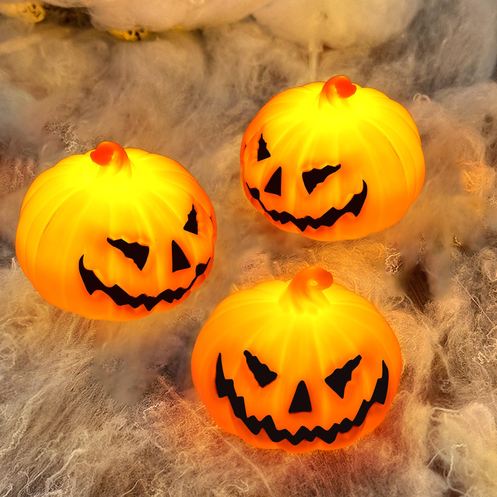 6 Pack Halloween Pumpkin Flameless Candles Battery Operated LED Tealight Candles for Home Room Decorations, Light Up Halloween Decorations Indoor for Table Party Office Fireplace halloween Gifts