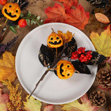 Lcuasc 6pcs Halloween Pumpkins Picks 9-10" Floral Picks with Grimace Pumpkin Berry Maple Leaves for Halloween Gothic Holidays Celebration Home Decor,Black