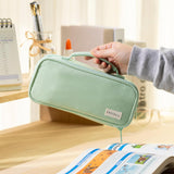 Green Large-Capacity Pencil Case with Carry Handle