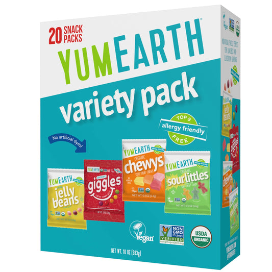 YumEarth Organic Halloween Candy Variety Pack – 20 Snack Bags of Vegan, Gluten-Free & Allergen-Free Fruit Treats 🍎🍋🎃