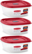 5-Cup Food Storage Containers – 3-Pack BPA-Free Meal Prep Containers with Easy Find Lids (Red)