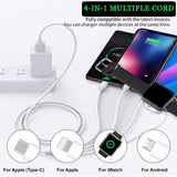 4-in-1 Multi Charging Cable for Apple Watch & iPhone – Universal Travel Charger Cord (4FT)