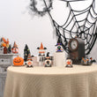 Set of 5 Halloween Gnome Table Decorations – Black, White, Blue & Orange Wooden Figurines for Festive Decor