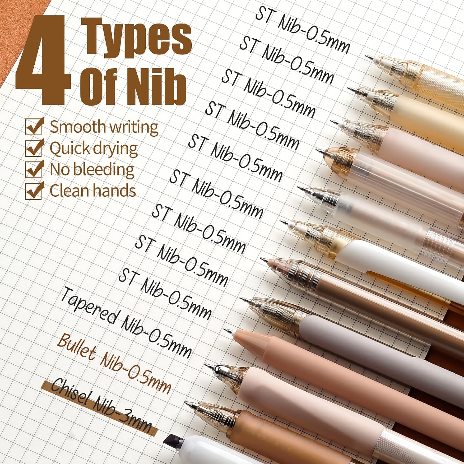 12-Piece Neutral Gel Pen Set with 0.5 mm Fine Tips