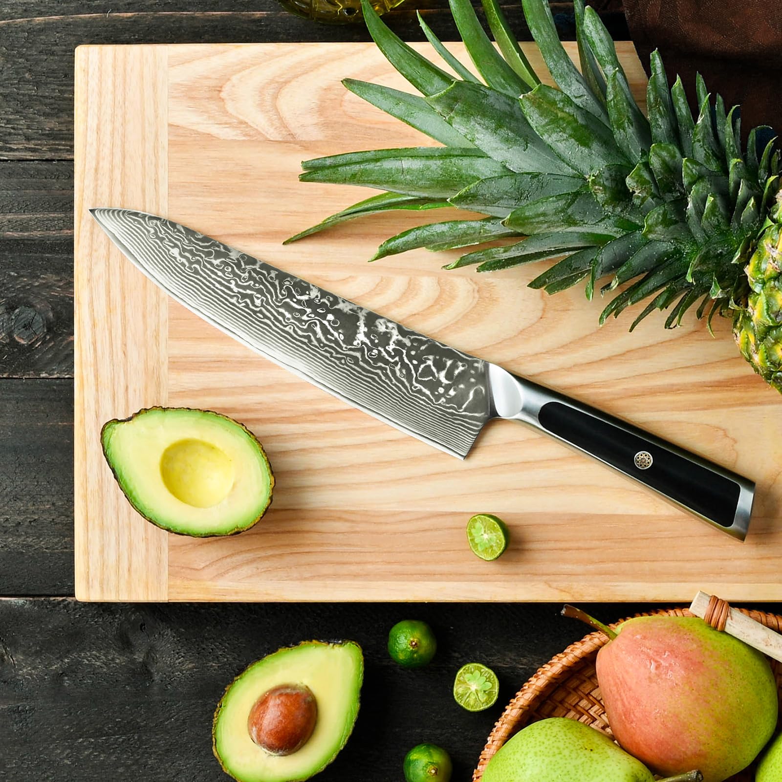 8-Inch Damascus Chef Knife – VG-10 Core, 67-Layer Steel, Ultra-Sharp 15° Edge