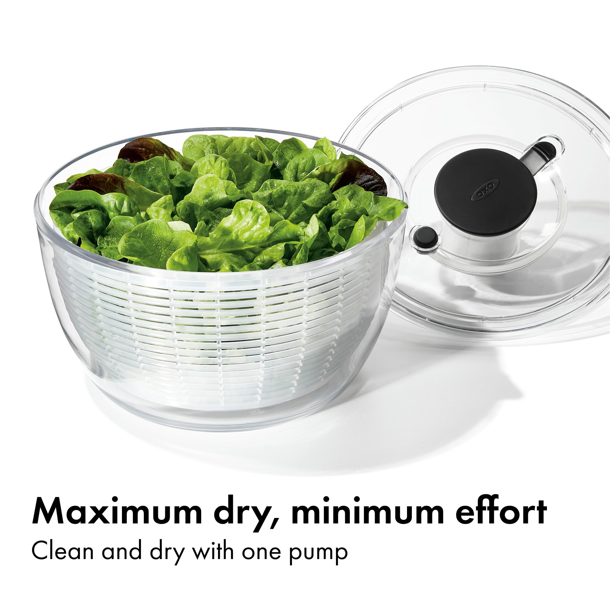 One-Touch Salad Spinner with Non-Slip Base for Lettuce, Herbs & Vegetables