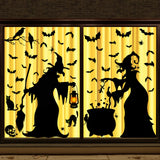 Extra-Large Halloween Window Clings – Reusable Double-Sided Witch & Bat Stickers for Glass, Mirrors & Doors