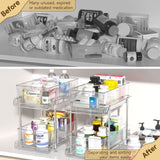 Hihegd 2-Tier Clear Pull-Out Organizer Set – Modular Under-Sink Storage with Adjustable Dividers