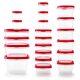 42-Piece Food Storage Containers Set – BPA-Free Stackable Containers with Vented Easy-Find Lids (Red)