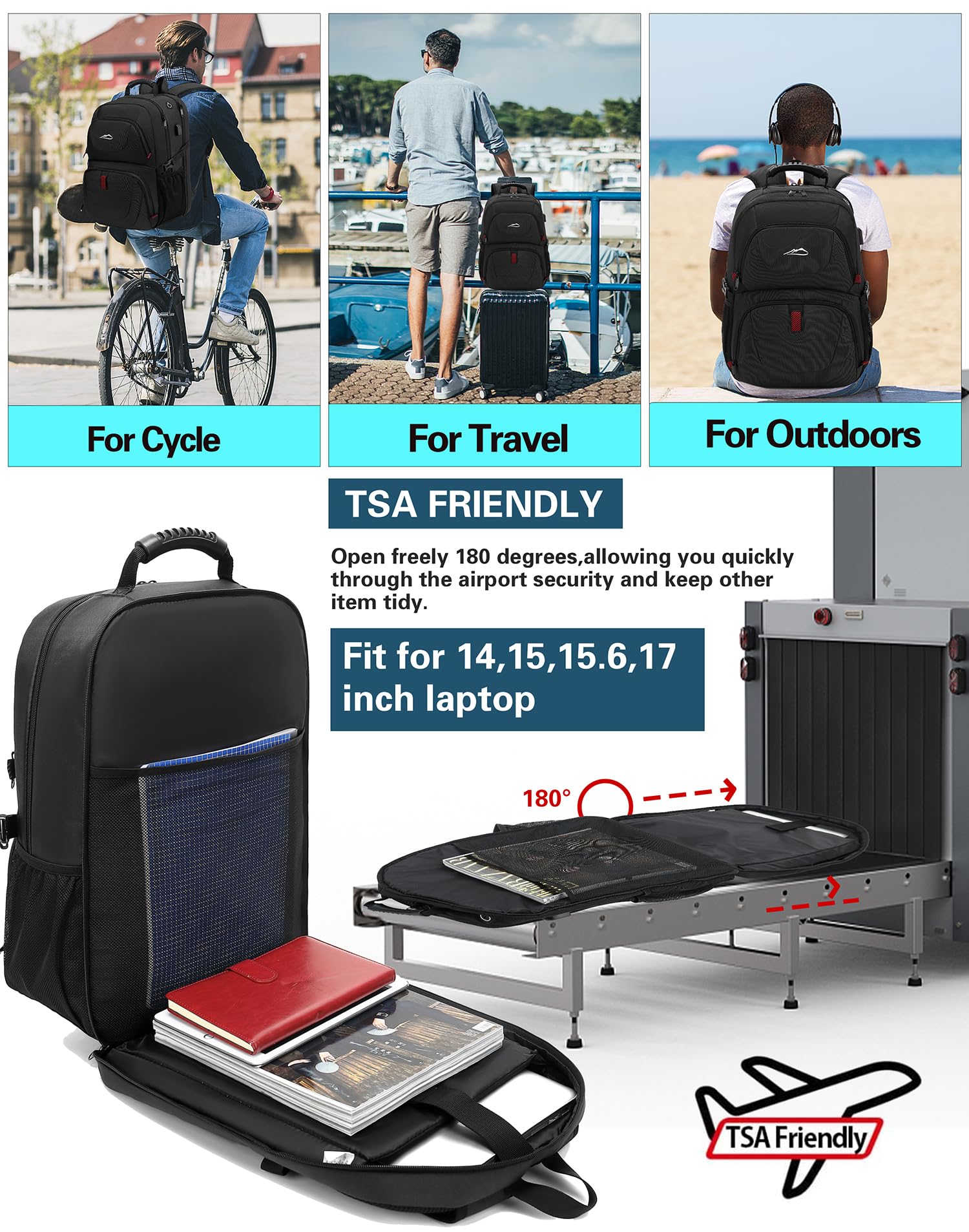 ProEtrade Extra Large Travel Laptop Backpack 50L – TSA Approved USB Charging Anti-Theft Bag