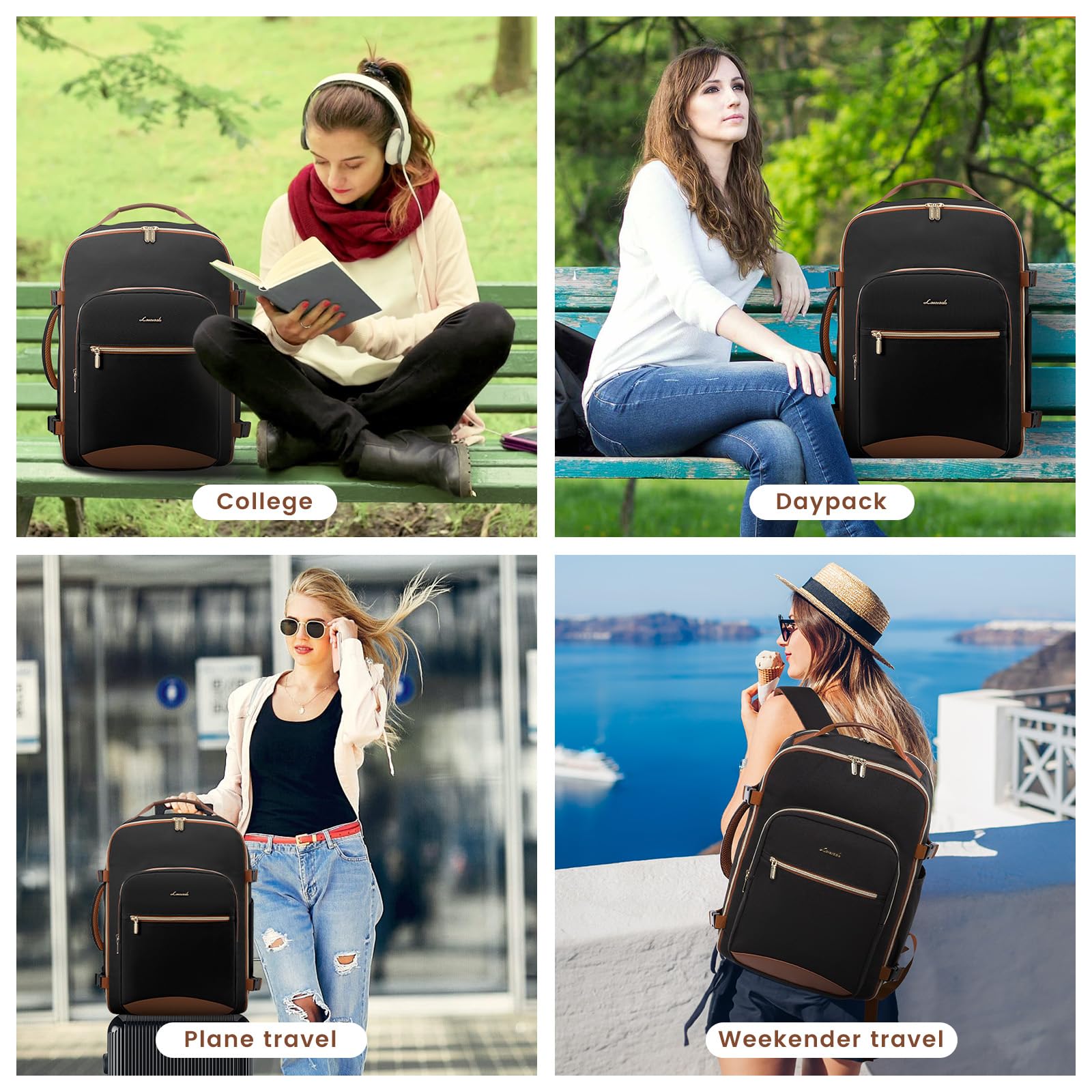 LOVEVOOK 40L Carry-On Travel Backpack with Box-Style Opening & Packing Cubes – Airline Approved