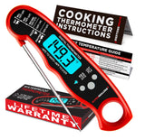 Instant Read Digital Food Thermometer – Waterproof Meat Thermometer with Backlit Display