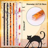 30PCS Assorted Halloween Reusable Straws – 6 Designs with Cleaning Brushes, Food-Grade Plastic for Party & Daily Drinks