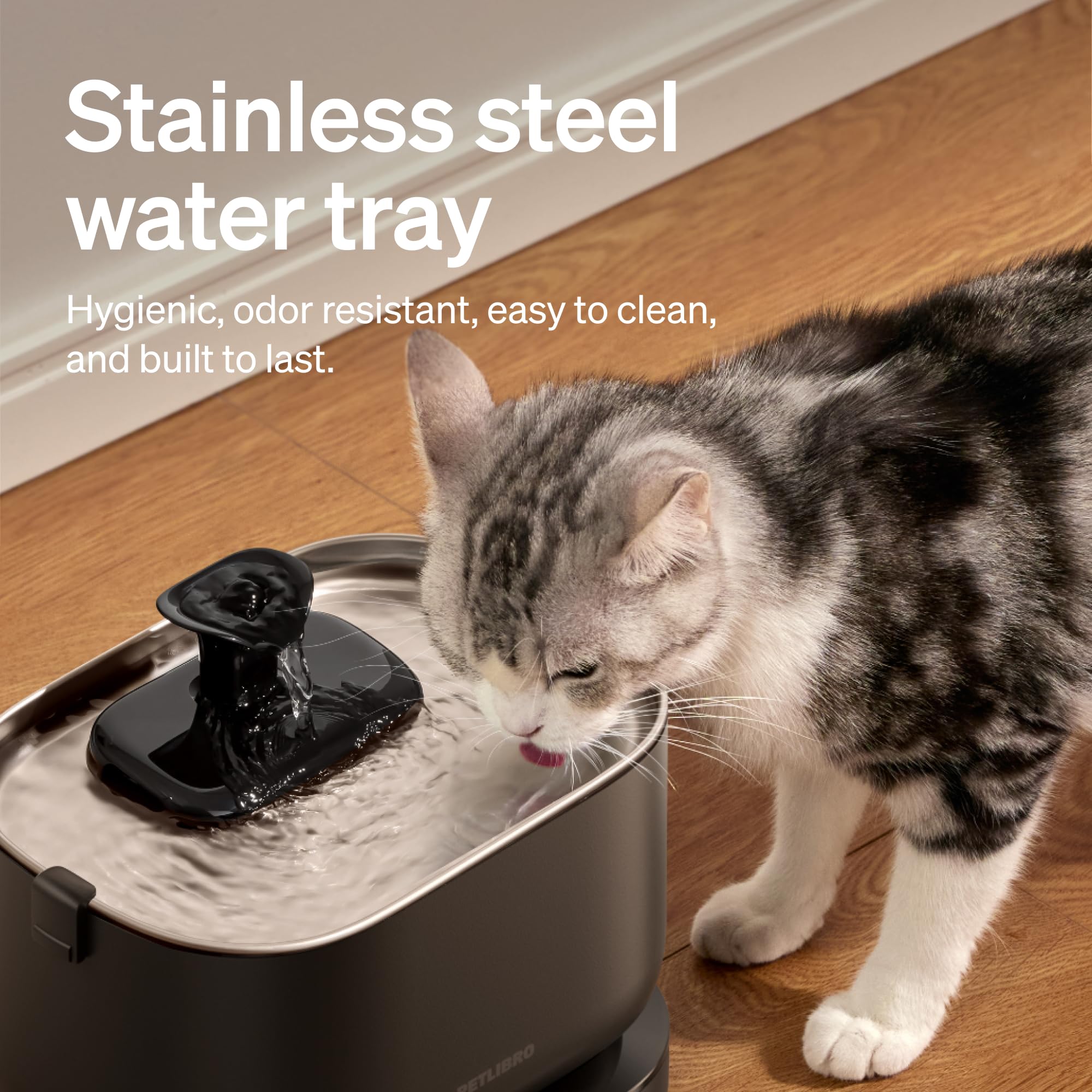 PETLIBRO Dockstream Battery-Operated Cat Water Fountain 3L – 5000mAh Wireless Stainless Steel System (Black)